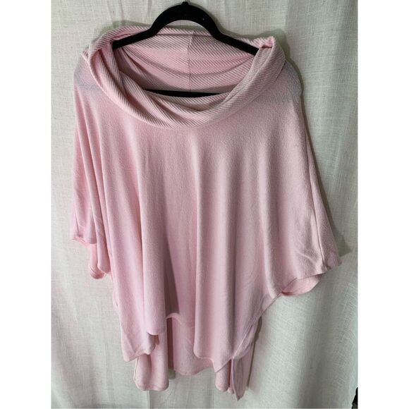 Time and True Womens Cowl Neck Poncho Top Size 2X 3X Pink Cozy Fall Layering - Picture 4 of 8